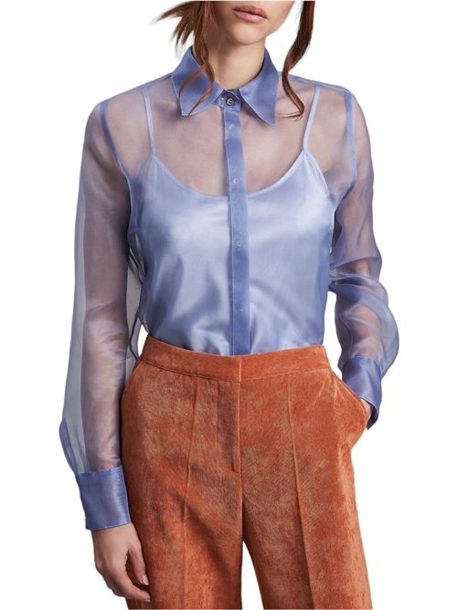 Women's organza shirt with light blue satin top Camicetta Snob | 695-3120686